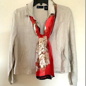 Linda Allard for Ellen Tracy- rectangle  scarf, 100% silk, 58 inches x 15 inches